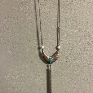 Silver Necklace with Turquoise Accent